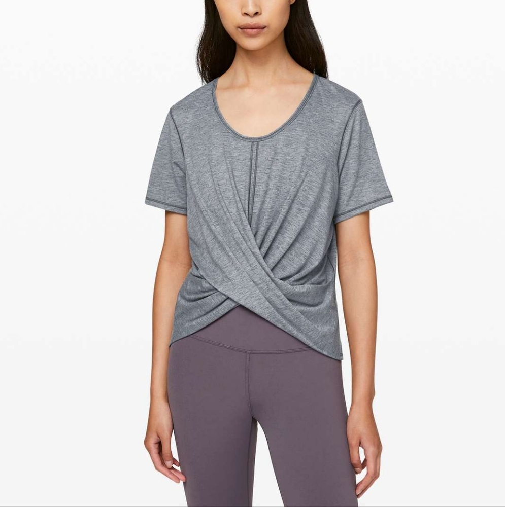 LULULEMON Do The Daily Short Sleeve Heathered Solar Gray Size 6